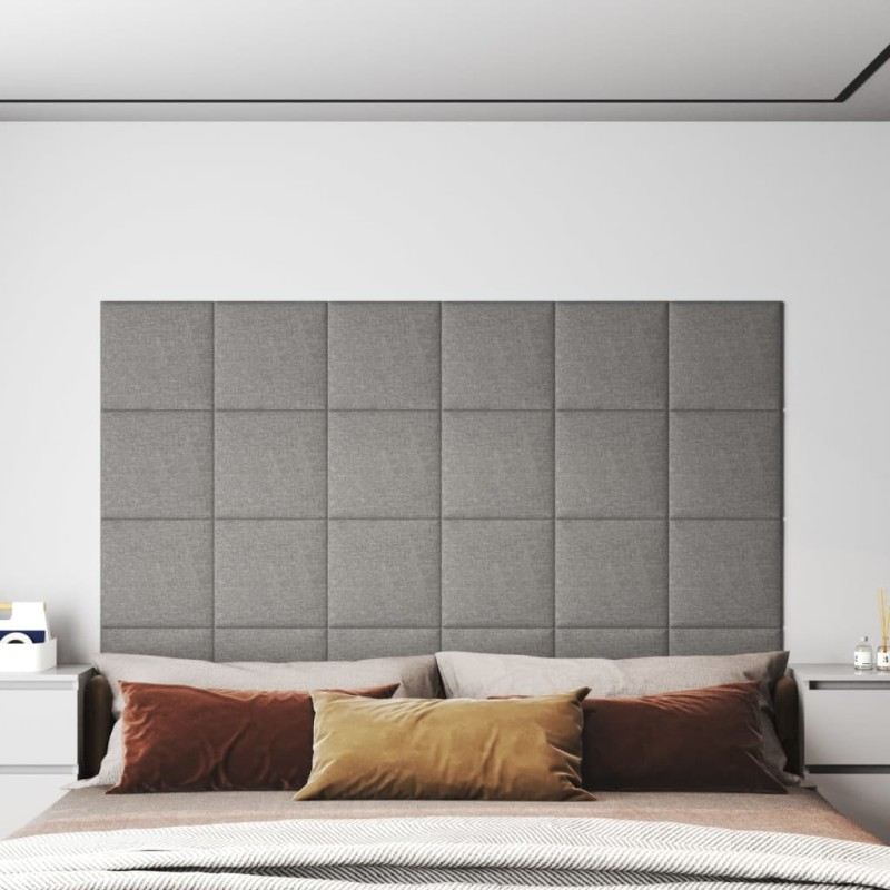 Panneaux muraux 12 pcs Gris clair 30x30 cm Tissu 1,08 m² 