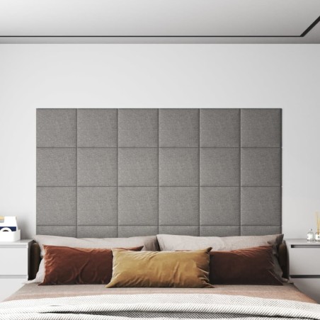 Panneaux muraux 12 pcs Gris clair 30x30 cm Tissu 1,08 m² 