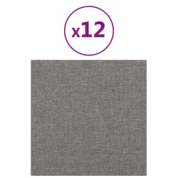 Panneaux muraux 12 pcs Gris clair 30x30 cm Tissu 1,08 m² 