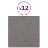 Panneaux muraux 12 pcs Gris clair 30x30 cm Tissu 1,08 m² 