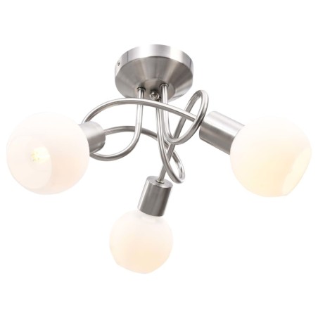 Plafonnier avec abat-jour en verre 3 ampoules E14 Blanc  Bol 