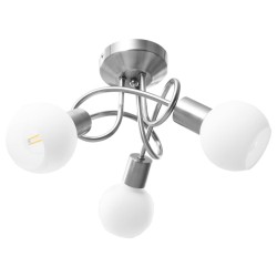 Plafonnier avec abat-jour en verre 3 ampoules E14 Blanc  Bol 