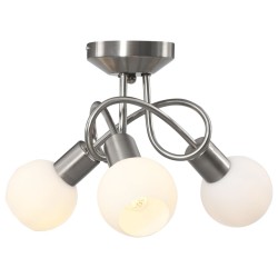 Plafonnier avec abat-jour en verre 3 ampoules E14 Blanc  Bol 