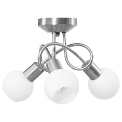 Plafonnier avec abat-jour en verre 3 ampoules E14 Blanc  Bol 