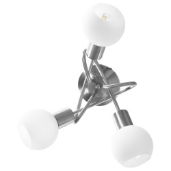 Plafonnier avec abat-jour en verre 3 ampoules E14 Blanc  Bol 