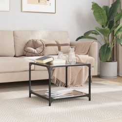 Table basse avec dessus en verre noir 50x50x40 cm acier 
