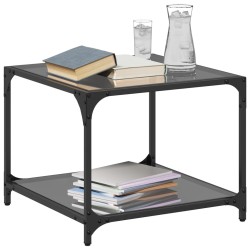 Table basse avec dessus en verre noir 50x50x40 cm acier 