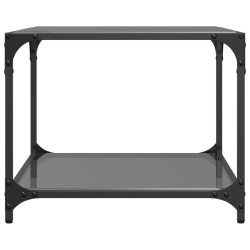 Table basse avec dessus en verre noir 50x50x40 cm acier 