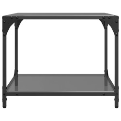 Table basse avec dessus en verre noir 50x50x40 cm acier 