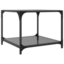 Table basse avec dessus en verre noir 50x50x40 cm acier 