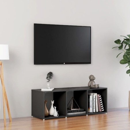 Meuble TV gris 107x35x37 cm bois d’ingénierie 