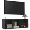 Meuble TV gris 107x35x37 cm bois d’ingénierie 