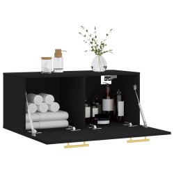 Armoire murale noir 80x36,5x35 cm bois d'ingénierie 