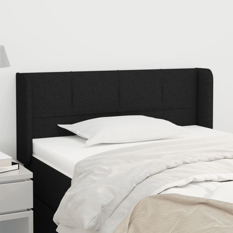 Tête de lit avec oreilles Noir 93x16x78/88 cm Tissu 