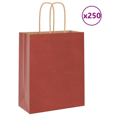 Sacs en papier Bags pcs avec poignées rouge 18x8x22 cm 