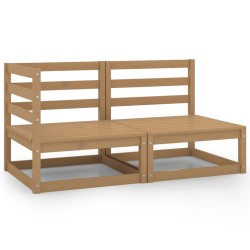 Salon de jardin 2 pcs marron miel bois de pin massif 