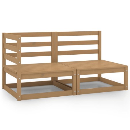 Salon de jardin 2 pcs marron miel bois de pin massif 