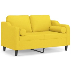 Canapé 2 places avec oreillers jaune clair 120 cm tissu 