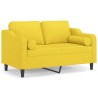 Canapé 2 places avec oreillers jaune clair 120 cm tissu 