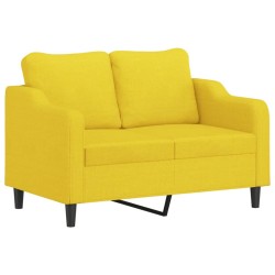 Canapé 2 places avec oreillers jaune clair 120 cm tissu 