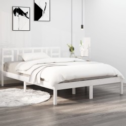 Cadre de lit sans matelas blanc 160x200 cm bois massif 
