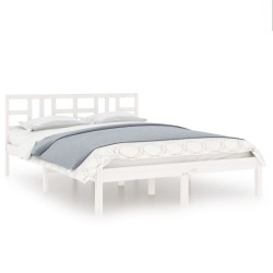 Cadre de lit sans matelas blanc 160x200 cm bois massif 