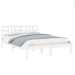 Cadre de lit sans matelas blanc 160x200 cm bois massif 