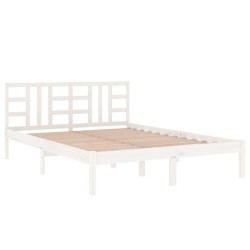 Cadre de lit sans matelas blanc 160x200 cm bois massif 