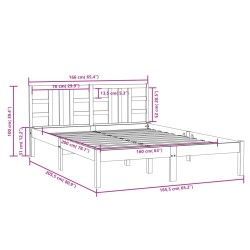 Cadre de lit sans matelas blanc 160x200 cm bois massif 