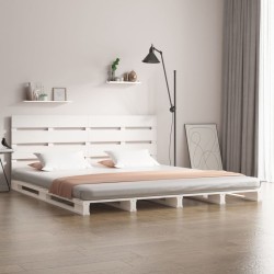 Cadre de lit sans matelas blanc bois de pin massif 