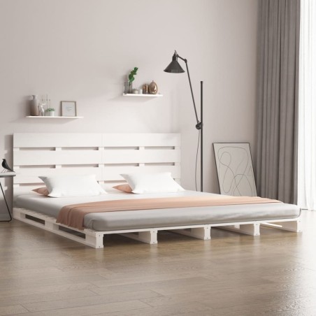 Cadre de lit sans matelas blanc bois de pin massif 