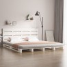 Cadre de lit sans matelas blanc bois de pin massif 