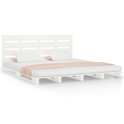 Cadre de lit sans matelas blanc bois de pin massif 