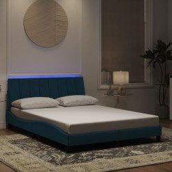 Cadre de lit avec LED sans matelas bleu 140x200 cm velours 