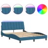 Cadre de lit avec LED sans matelas bleu 140x200 cm velours 
