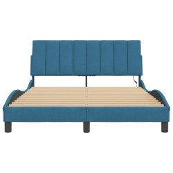 Cadre de lit avec LED sans matelas bleu 140x200 cm velours 