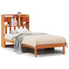 Lit bibliothèque sans matelas cire marron 75x190 cm pin massif 