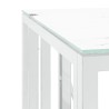 Table basse argenté 50x50x50 cm acier inoxydable et verre 