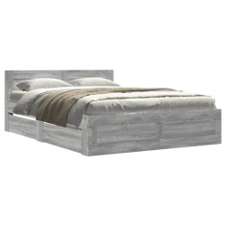 Cadre de lit et tête de lit sans matelas sonoma gris 120x190 cm 