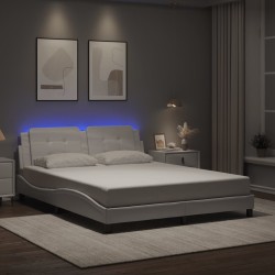 Cadre de lit avec LED sans matelas blanc 160x200 cm 