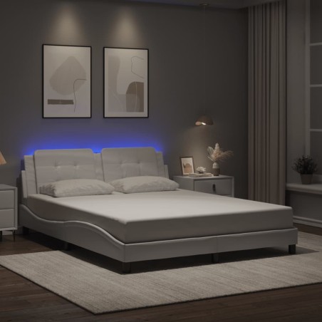 Cadre de lit avec LED sans matelas blanc 160x200 cm 