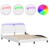 Cadre de lit avec LED sans matelas blanc 160x200 cm 