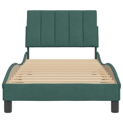 Cadre de lit sans matelas vert foncé 90x200 cm velours 