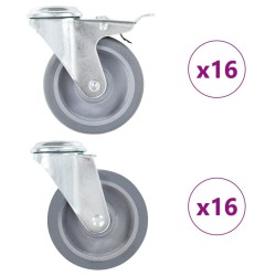 32 pcs Roulettes pivotantes à trou de boulon 100 mm 