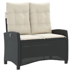 Ensemble à manger de jardin coussins 2pcs noir résine tressée 