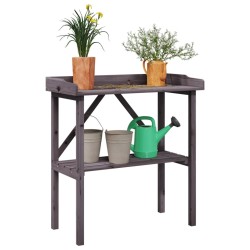 Table à plantes avec étagère gris 78x38x82,5 cm bois de sapin 