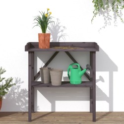 Table à plantes avec étagère gris 78x38x82,5 cm bois de sapin 