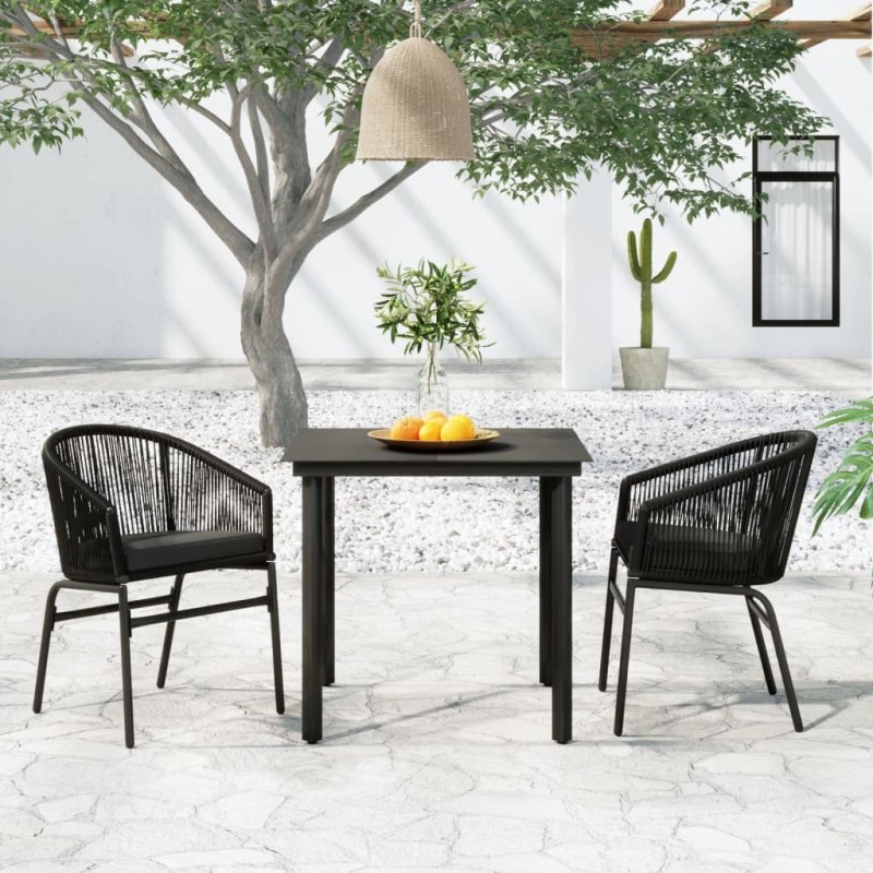 Ensemble à manger de jardin 3 pcs Noir 