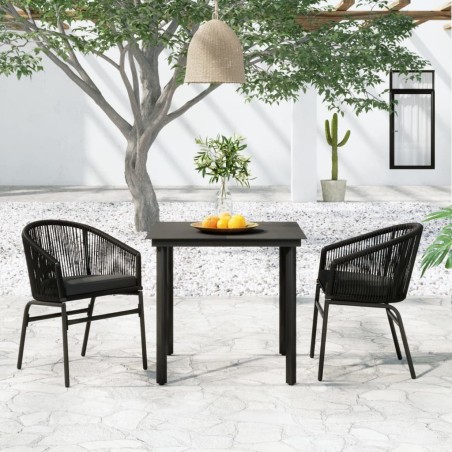 Ensemble à manger de jardin 3 pcs Noir 