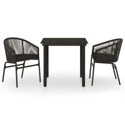 Ensemble à manger de jardin 3 pcs Noir 